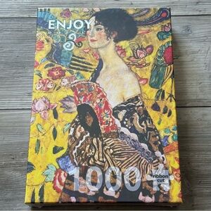 ENJOY 1000 Piece Colorful Art Puzzle Lady With Fan Gustav Klimt Brand New